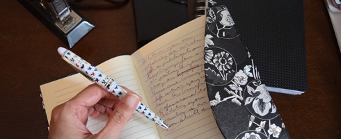 Writing in notebook